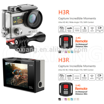 2,0 pouces Ultra HD 4K 170 degrés grand angle caméra de sport double écran 1080P/60fps caméra d&#39;action wifi caméra vidéo H3R avec Remol